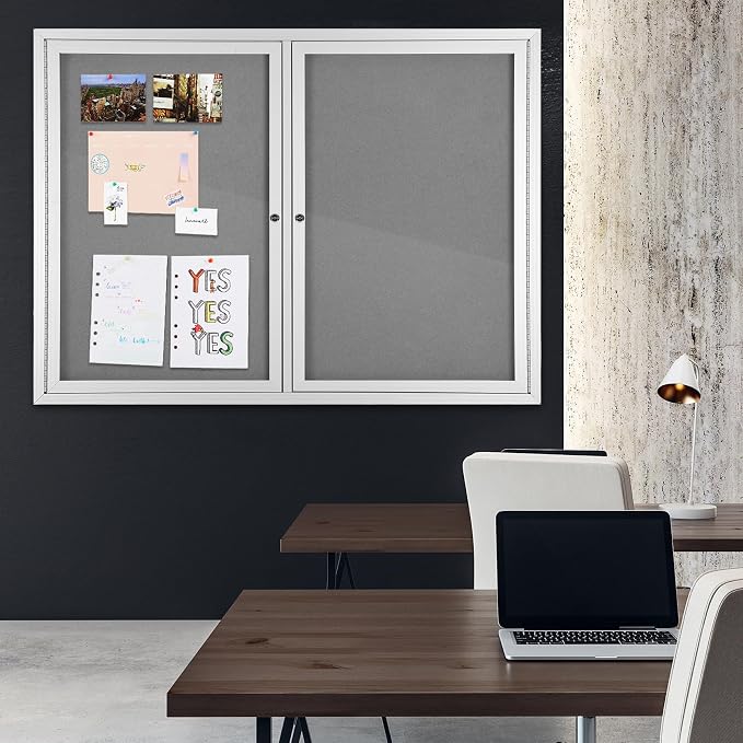 INNOVART Enclosed Bulletin Board 48” x 36”, Lockable Fabric Noticeboard - Image 7