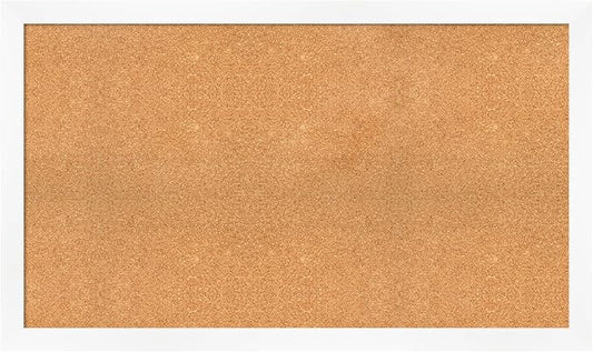 Amanti Art Natural Cork Board for Wall, 29x49 Vision Board with White Frame, Oversize Corkboard Office Decor for Home Organization, Modern Corkboard Pinboard to Display Items for Home Organization in-DeskLoop Office