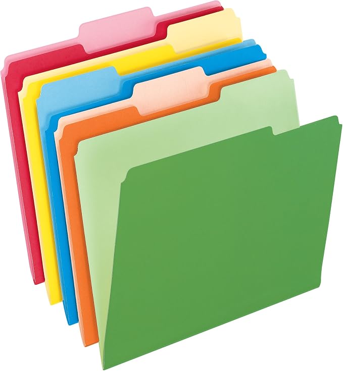 Pendaflex Two-Tone Color File Folders, Letter Size, 1/3 Cut, 100 per box by TOPSProducts
