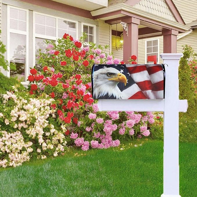 Ouqiuwa American Flag Welcome Magnetic Mailbox Cover, Mailbox Wrap Decorative - Image 8