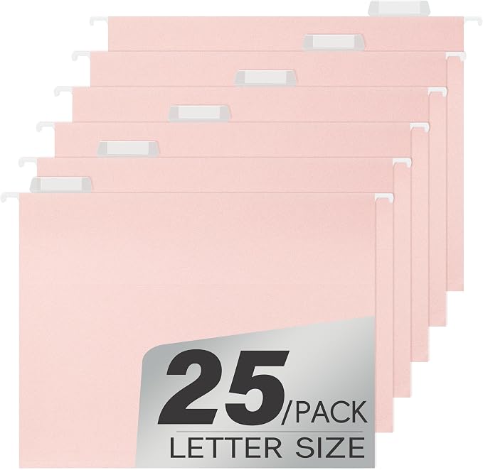 pmybupo Hanging File Folders, 25 Pack Pink Folders, Reinforced Hang Folders by pmybupo