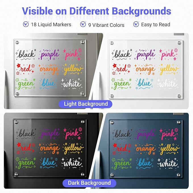 JR.WHITE Liquid Chalk Markers, 18 Pack Wet Erase Markers - Image 3