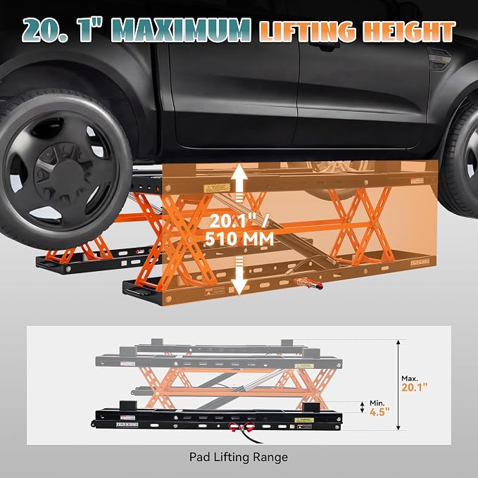 Jocisland 5000 lb Portable Car Lift, Q355B Steel Quick Jack Scissor Lift | 20.1 - Image 3