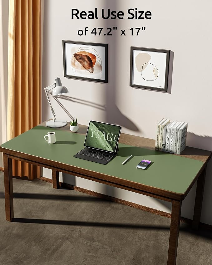 YSAGi Leather Desk Protector, Office Mat, Large Mouse Mat, Non-Slip PU Leather - Image 2