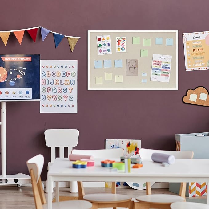 DAHAPYBOO Cork Board with Linen White 2Pack, Bulletin Board 36"x24" | Hanging - Image 6