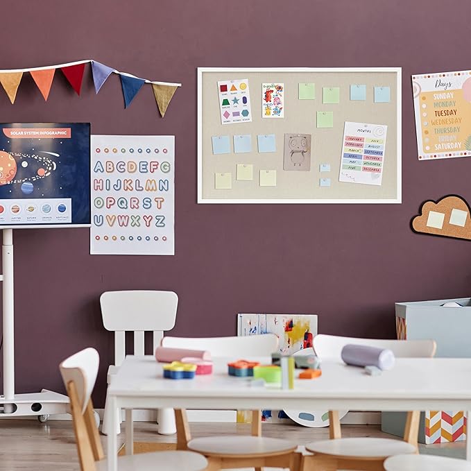 DAHAPYBOO Cork Board with Linen White, Bulletin Board 36"x24" | Hanging - Image 6