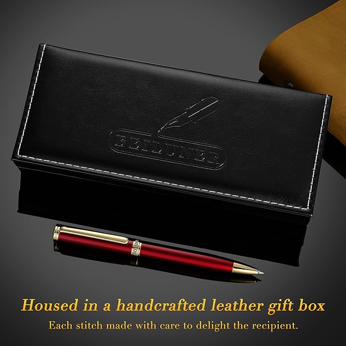 BEILUNER Red Lacquer Gel Pen With 24K Gold Finish, Retractable Pens, Gift Pen Set, Professional, Elegant, Writing, Executive, Office, Nice Fancy Designer, Perfect for Men and Women-DeskLoop Office