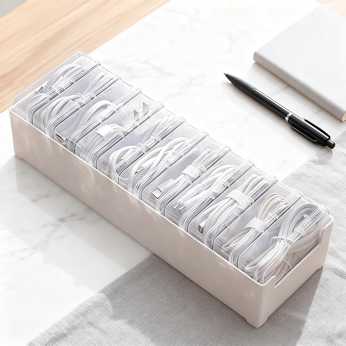 11 Box Cable Organizer Storage Box, Desktop Cable Management by DTHUIHUA
