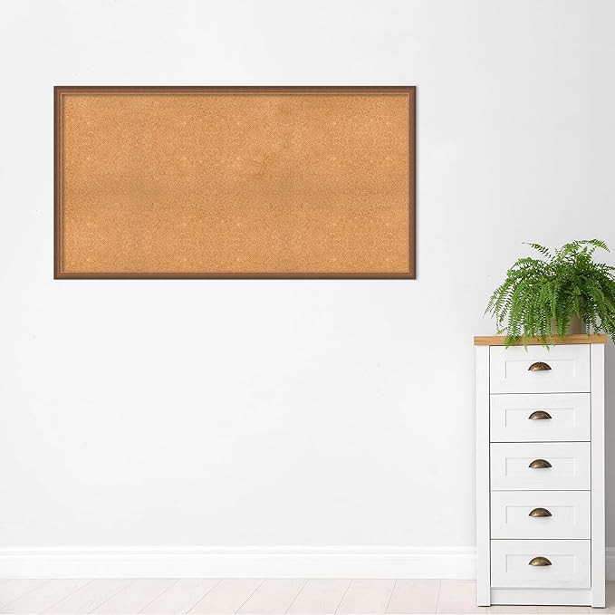 Amanti Art Natural Cork Board for Wall, 32x60 Vision Board with Bronze Frame, Oversize Corkboard Office Decor for Home Organization, Modern Corkboard Pinboard to Display Items for Home Organization-DeskLoop Office