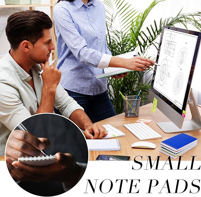 Leinuosen 100 Pcs Spiral Memo Pads 3x5 Inch 75 Sheets College Ruled Small Pocket Notebooks Little Mini Notepads Bulk Top Bound Lined Note Pads for Home School Office Travel Work (Bright Color)-DeskLoop Office