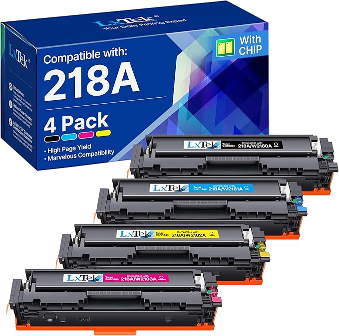 218A 218X Toner Cartridges (with Chip) High Yield Compatible Replacement for HP 218A Toner Cartridges 4 Pack for HP Color Laserjet Pro MFP 3301fdw 3201dw 3301cdw 3301sdw W2180A W2180X (BCMY, 4-Pack)-DeskLoop Office