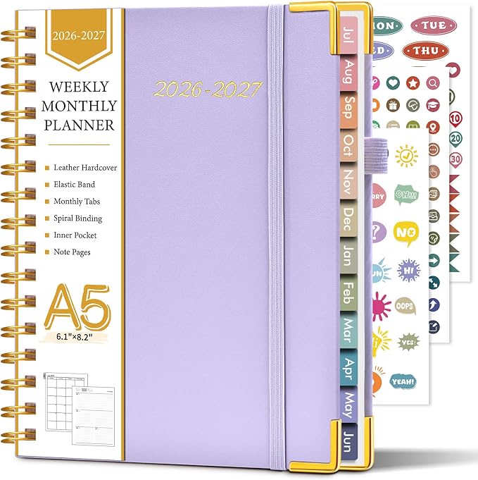 Academic Planner 2026-2027, Hardcover Leather Weekly and Monthly Calendar by Unknown
