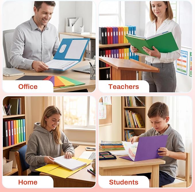 SUNEE Folders with Pockets, 2 Pocket Folders Fit Letter Size Paper, Paper File - Image 5