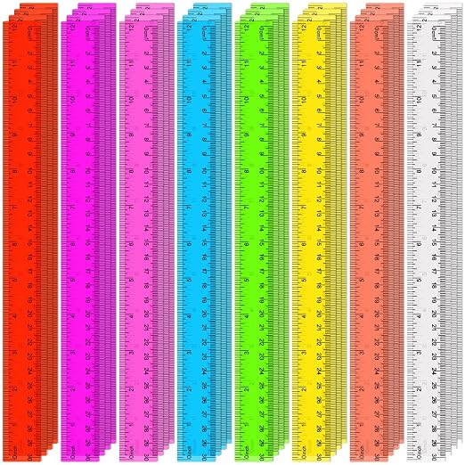 SenseYo 32 Pcs Clear Plastic Rulers 12 Inch Color Transparent Ruler by SenseYo