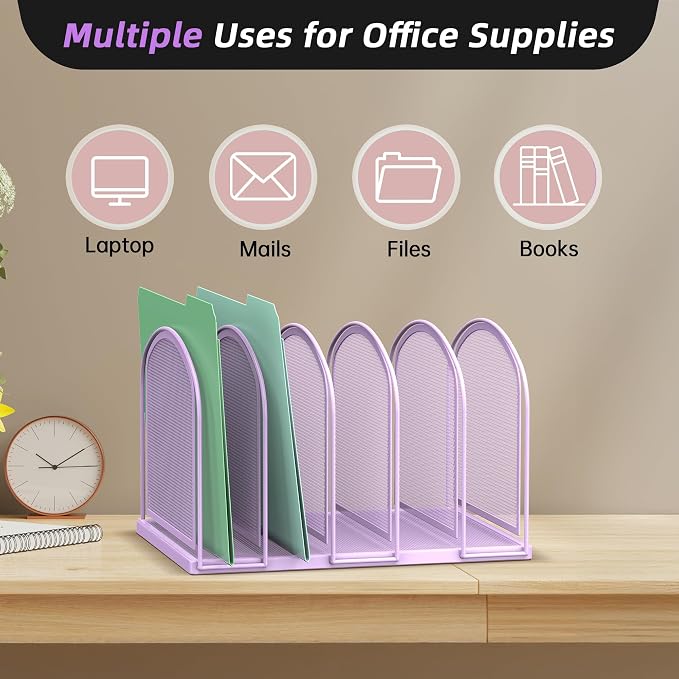 SUPEASY File Organizer 5-Section Mesh Desk Organizer, Upright File Organizer - Image 6