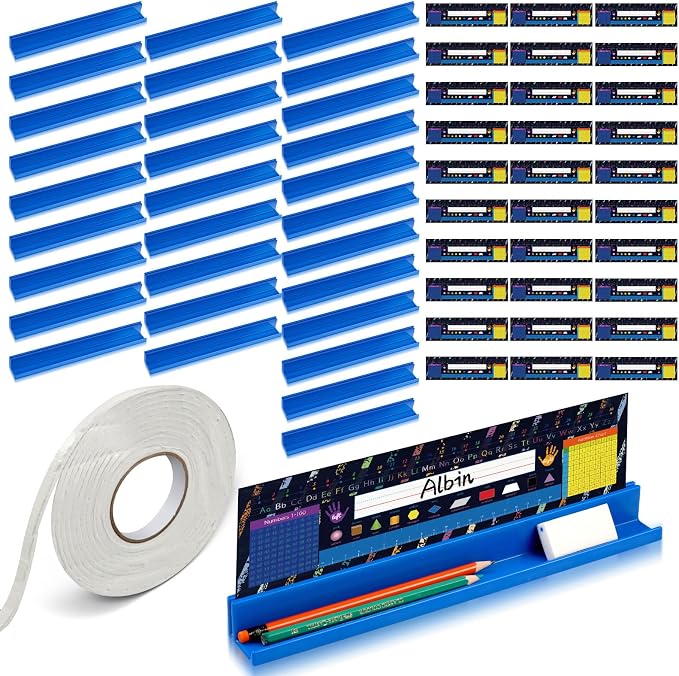 PerKoop 30 Pcs Classroom Desk Name Plates Holder Set Index Cards Storage by PerKoop