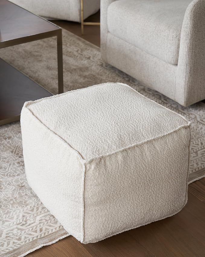 ZICOTO Beautiful Boucle Pouf Ottoman and Foot Rest - Image 6