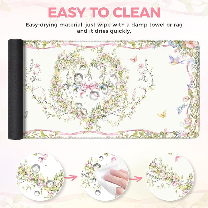 iCasso Desk Matt for Desktop, Cute Desk Pad White, Anti-Slip Large Gaming - Image 6