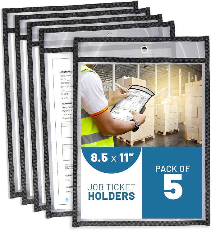 5 Pack Job Ticket Holders 8.5x11 by Juzari