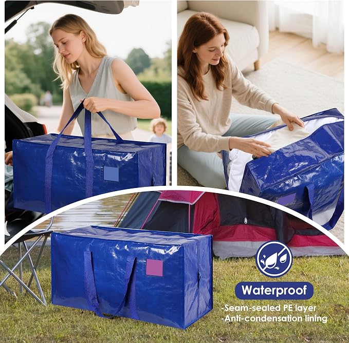 12 Pack Moving Bags with Full-Open Side Zipper, Extra Large 93L Heavy Duty - Image 8