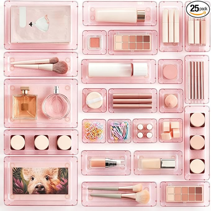 Vtopmart 25 PCS Plastic Drawer Organizers Set, 4-Size Versatile Bathroom and by Vtopmart