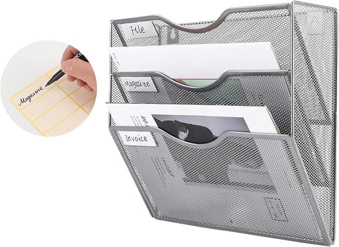 EasyPAG Hanging Wall File Organizer, 3 Pocket Wall Mounted Mail Organizer - Image 2