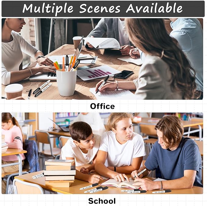 V-Opitos 30 Pack Black Permanent Markers, Bulk Fine Point Waterproof Markers Pens, Durable, Quick-Drying Marker, Ideal Stationery Supplies for Schools, Homes and Offices-DeskLoop Office