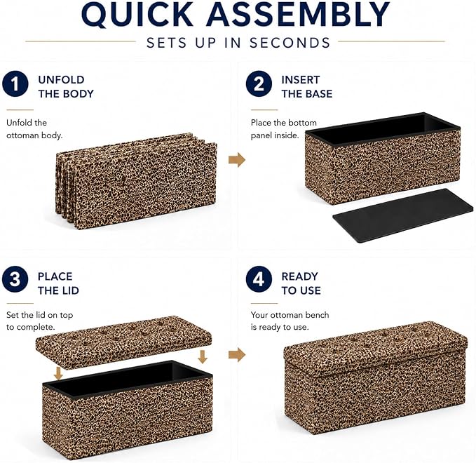 ALASDO 43 Inch Folding Storage Ottoman Bench - Image 5