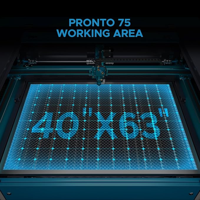 OMTech Pronto 150W CO2 Laser Engraver & Cutter with Water Chiller – 63"x40" Workspace, 1,000mm/s Speed, Autofocus, 2-Way Pass, Air Assist, for Wood, Acrylic & More-DeskLoop Office
