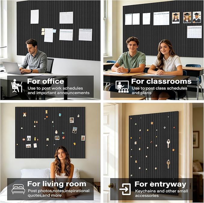 Large Felt Bulletin Board，36" x 24" 6 Pack Cork Board Alternative - Image 6