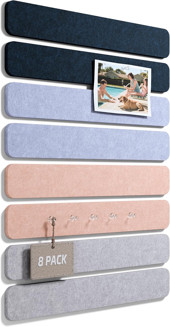 Fluxynara Cork Board Alternative Felt Strip Board 8-Pack 13"x2", Office Pin by FLUXYNARA