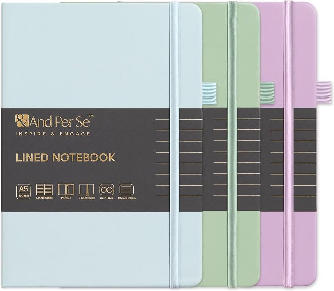 &And Per Se Lined Notebooks 3-Pack Gift Set, A5 Hardcover Journals, 160 Pages by AndPerSe
