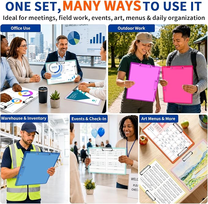20 Pcs Extra Large 11x17 in Clipboards Bulk 20 Color Plastic Drawing Board | - Image 7