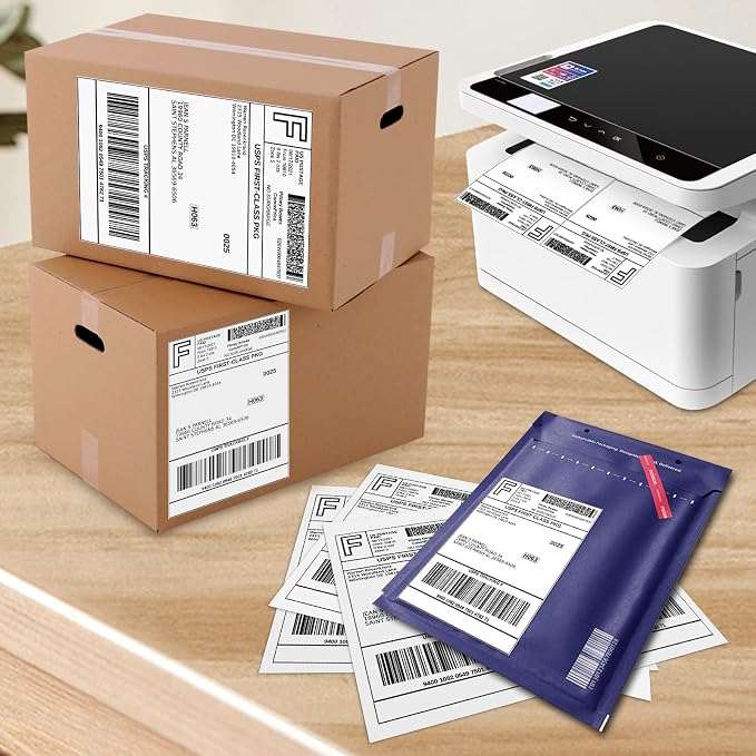 SJPACK 8000 Half Sheet Laser/Ink Jet Shipping Labels Mailing Labels 5-1/2" X - Image 4