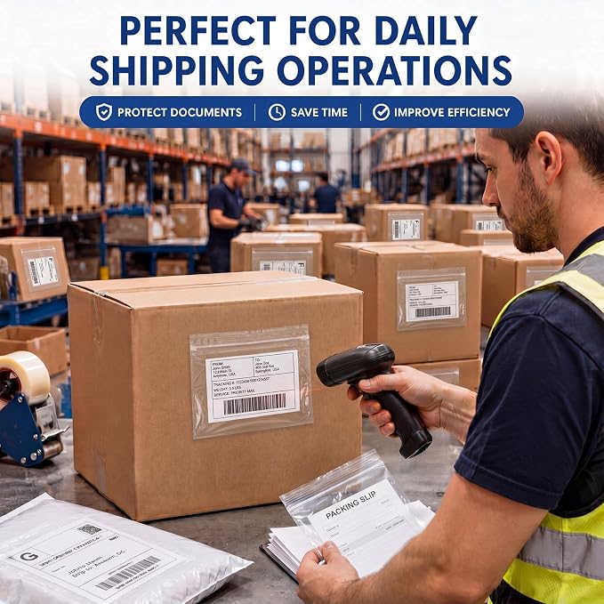 Glenmal 250 Pcs 7" x 5.5" Resealable Packing List Envelopes Clear Self-adhesive - Image 6