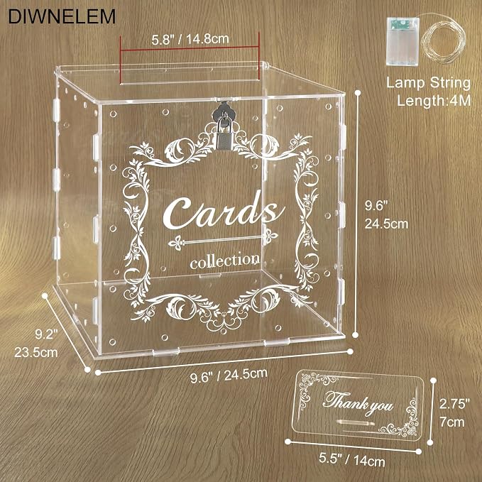 DIWNELEM Acrylic Wedding Card Box - Image 2