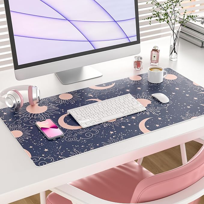Colorful Star Starry Sky Large Mouse Pad, Celestial Moon and Sun Extended - Image 2