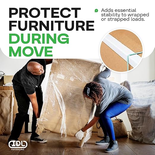 IDL Packaging Cardboard Edge Protector 2" x 2" x 12", Pack of 100 - V-Board Reinforced Cardboard Corners for Shipping - White Kraft Corner Protectors for Pallets-DeskLoop Office