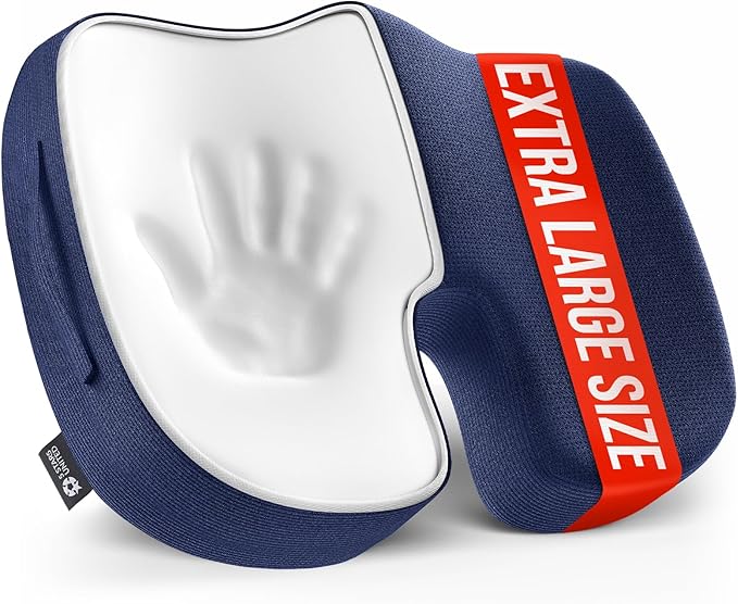 5 STARS UNITED Seat Cushion for Tailbone Pain Relief – Large Memory Foam Lifting Pillow for Coccyx, Hip, Sciatica & Post-Surgery Recovery – Wheelchair, Car, Desk, Gaming & Office Chairs, Blue-DeskLoop Office