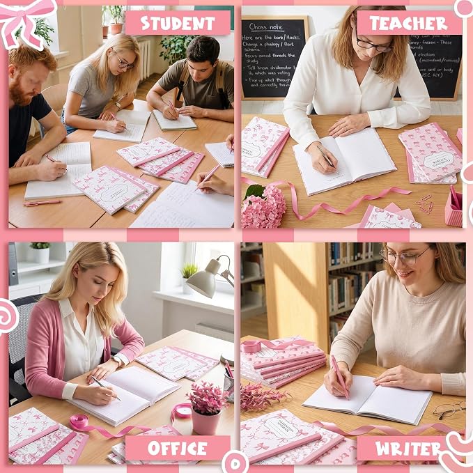 Fullhawl 6 Pack Composition Notebook College Ruled Bulk Pink Bow Composition - Image 6