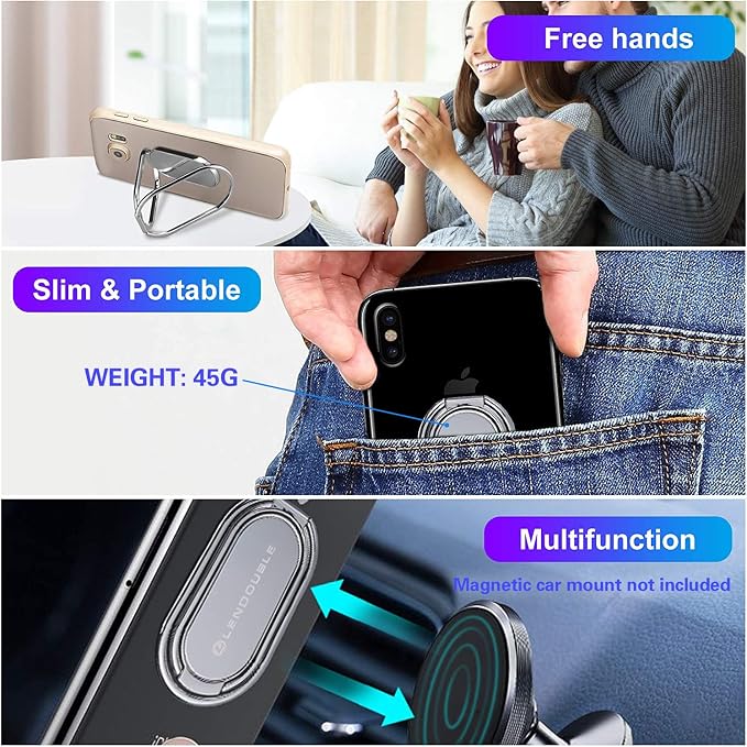 Foldable Cell Phone Stand for Desk, Adjustable Cellphone Ring Holder Finger - Image 3
