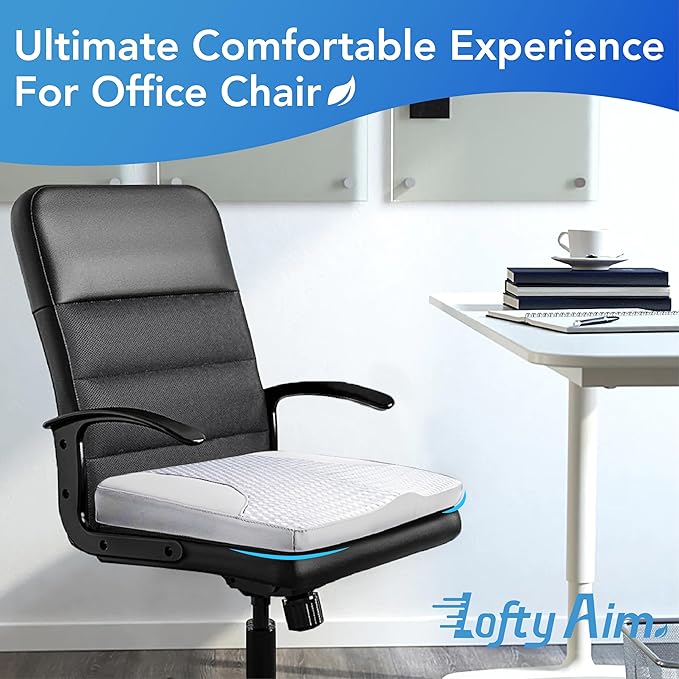 Car Seat Cushion, Comfortable Memory Foam Seat Pillow for Driving, Sciatica-Back Pain Relief, Cushion for Car-Truck, Office, Wheelchair - Gray-DeskLoop Office