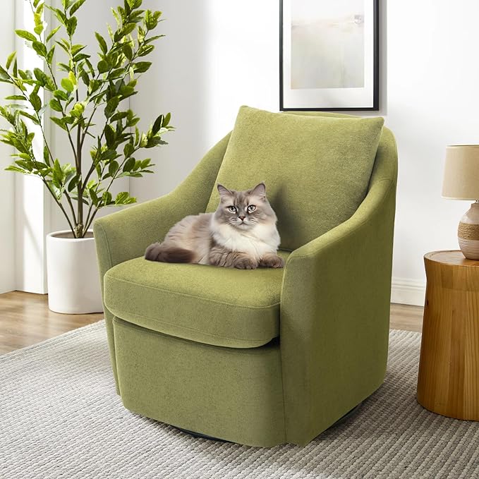 COLAMY Swivel Accent Chair, Living Room Chair Upholstered 360° Swivel Chair Modern Reading Armchair for Bedroom/Office/Nursery, Green-DeskLoop Office