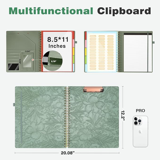 Clipboard with Storage for Men Women, Leather Padfolio Portfolio Organizer 5 - Image 2