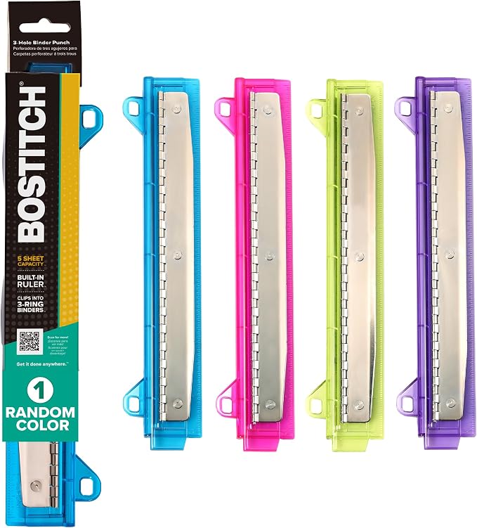 Bostitch Office Ring Binder 3 Hole Punch, 5 Sheets, Includes One Punch in by BostitchOfficeProducts