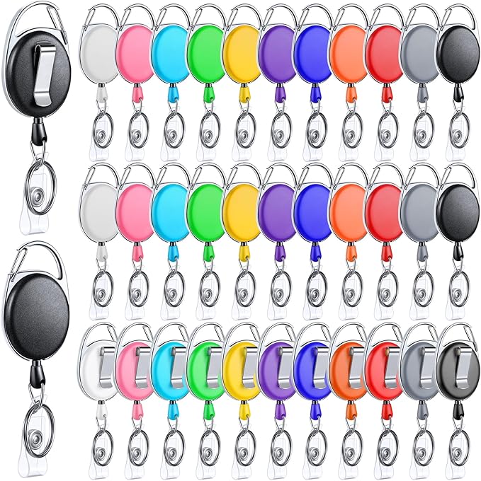 Laumoi 80 Packs Retractable ID Badge Holder Name ID Badge Reel Clips Keychain by Unknown