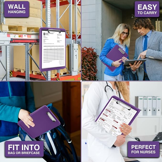 Sooez Storage Clipboard With Low Profile Clip, Heavy Duty Nursing Foldable - Image 7