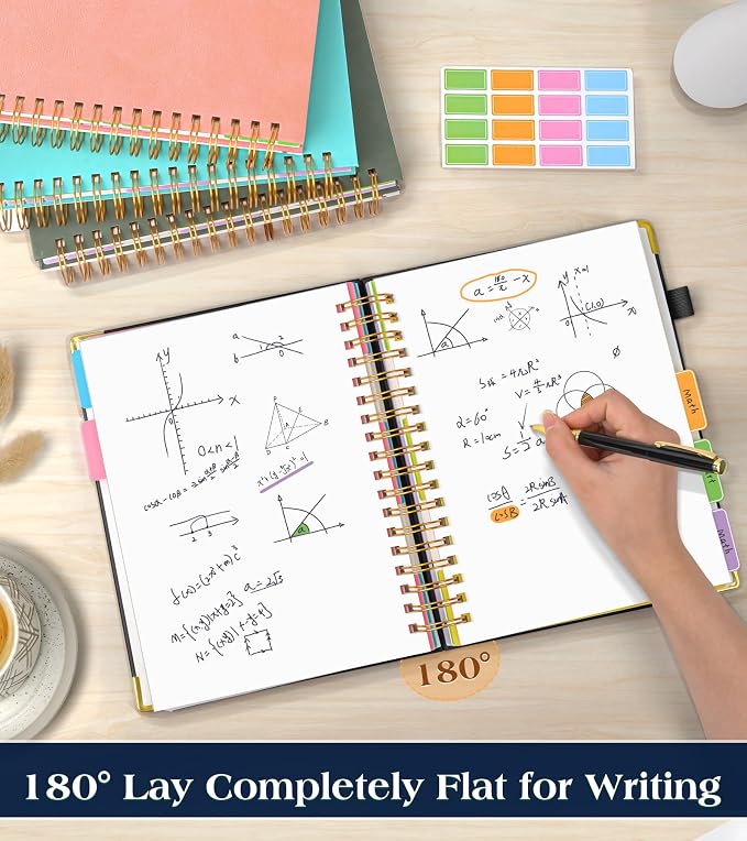 5 Subject Blank Notebook with Removable Dividers Tabs, 300 Pages Hardcover - Image 6