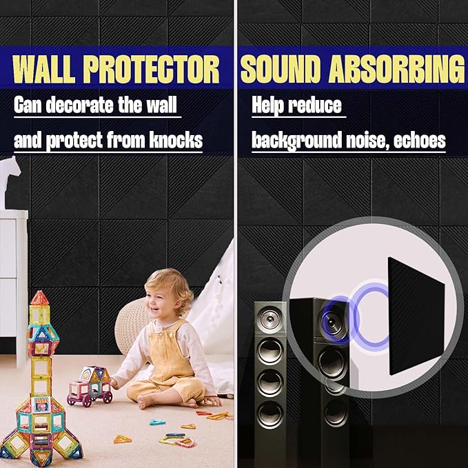 Large Cork Board for Walls 48"x 36", 12 Pack Felt Wall Tiles with Safe Removable Adhesive Tabs, Cork Board for Office,Pinboard Bulletin Board - Black-DeskLoop Office