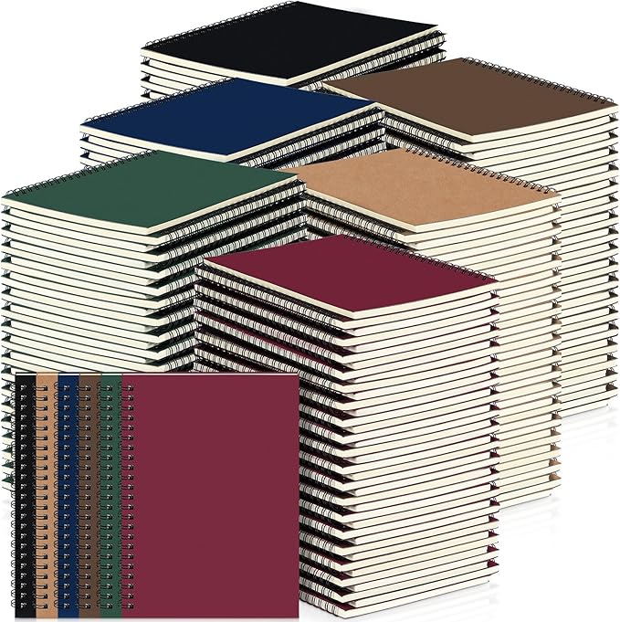Spiral Notebook Bulk A5 College Ruled Journals Notebooks Lined 8.3 x 5.5 Inch Note Books Writing Thick Paper Notebook for Christmas Office Business School Gifts Supplies(Classic Colors, 72 Pcs)-DeskLoop Office